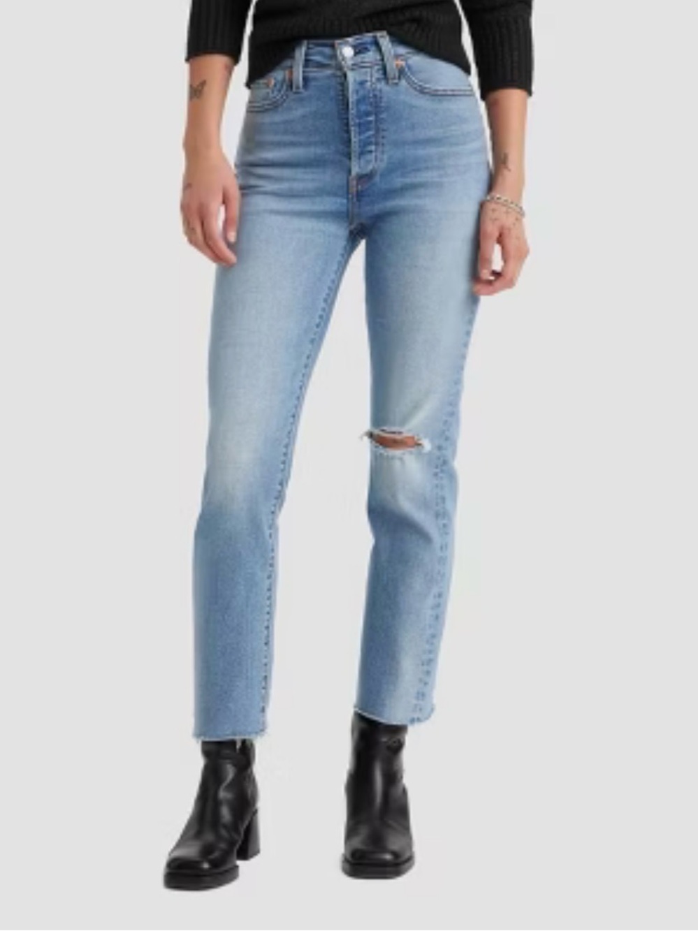 Levi's Women's Wedge Straight Jeans - High Waisted -Light Wash Blue - Picture 11 of 11